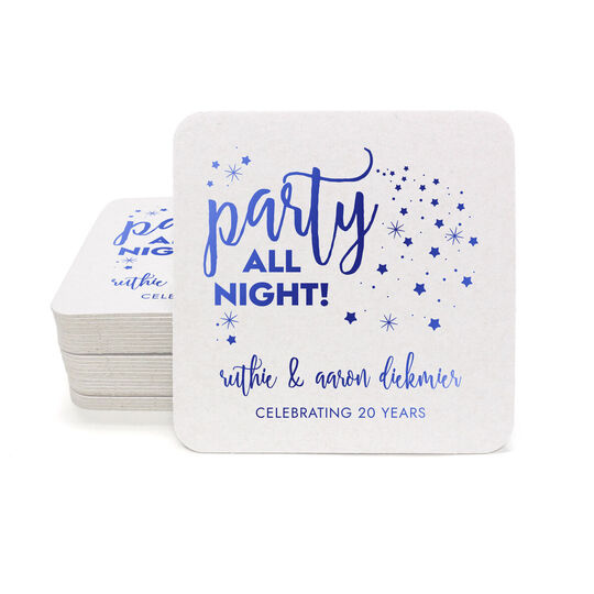 Party All Night Square Coasters